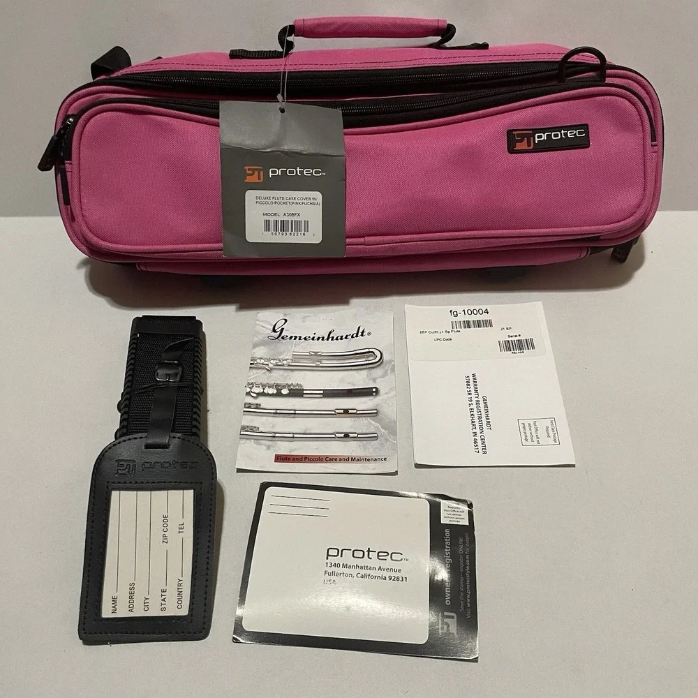 NWT PT Protec Deluxe Flute Case‎ Cover With Piccolo Pocket Pink Fuchsia